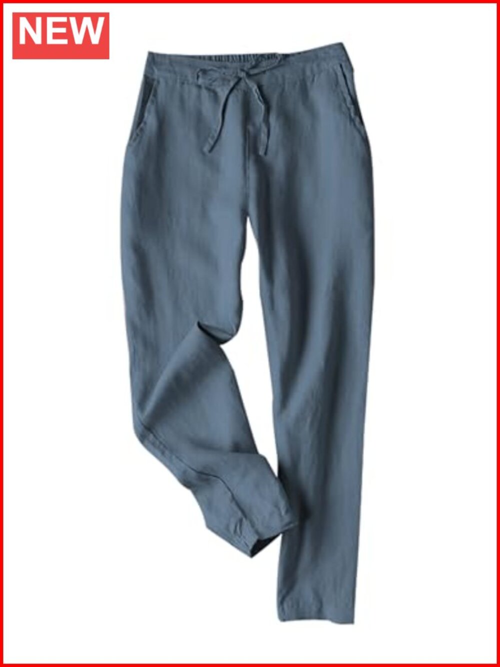 Cotton Linen Elastic Waist Tapered Joggers